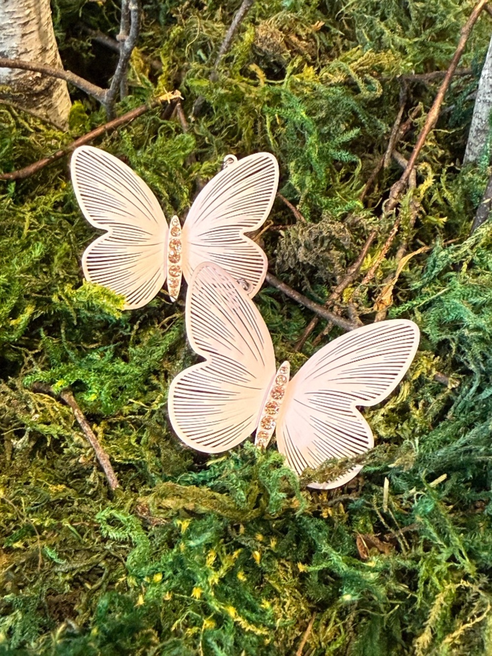Butterfly Drop Earring Soft Pink Color - Picture 3 of 16